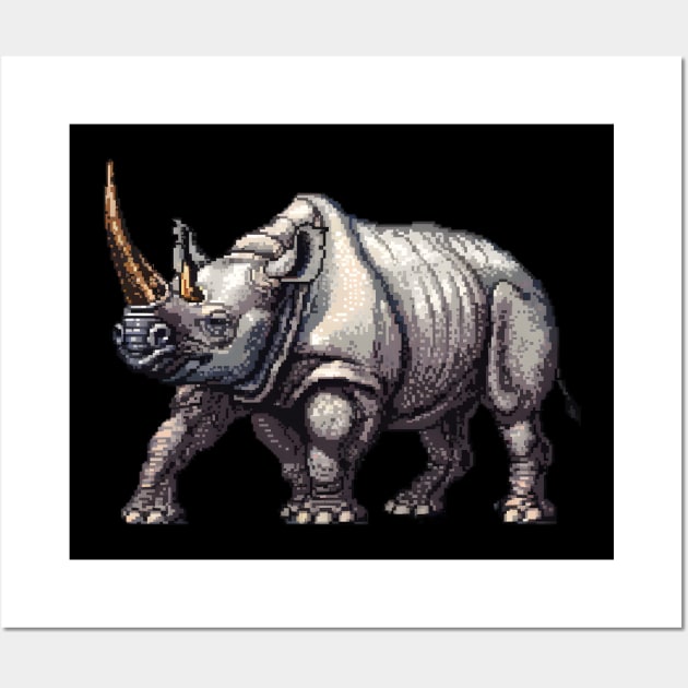 Pixelated Rhinoceros Artistry Wall Art by Animal Sphere